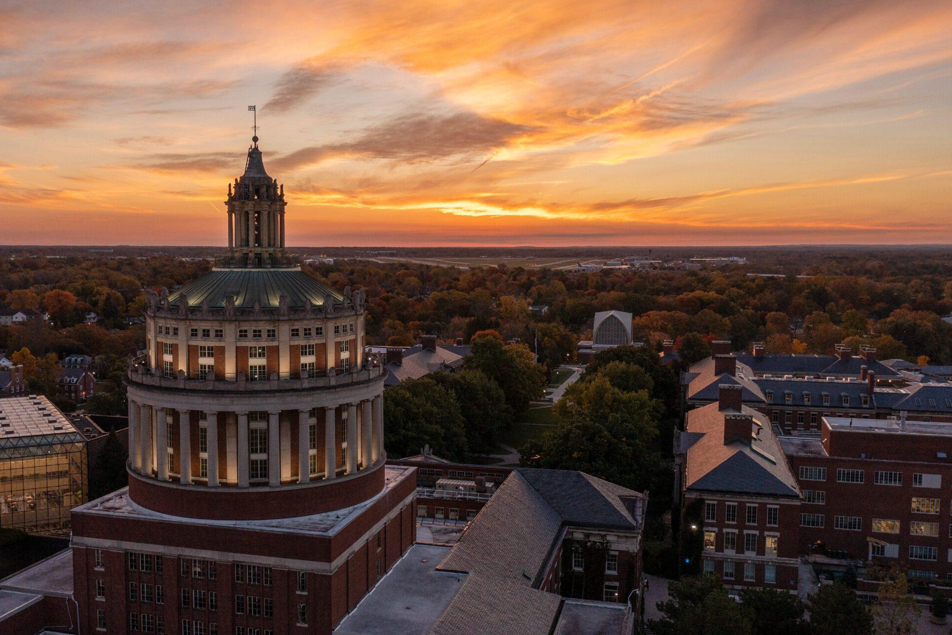 University of Rochester bird eye's view focusing on the library